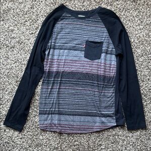 Levi's mens Striped Black and Gray long sleeve shirt